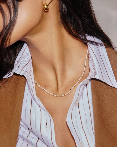 MICRO PEARL BEADED NECKLACE / GOLD