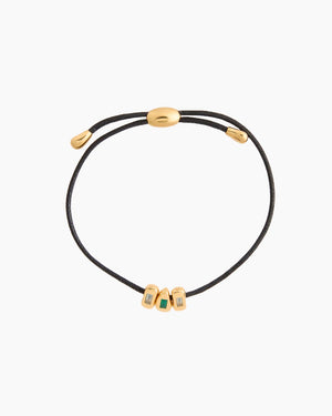 MOLTEN GEMSTONE BAGUETTE CORD BRACELET / GOLD
