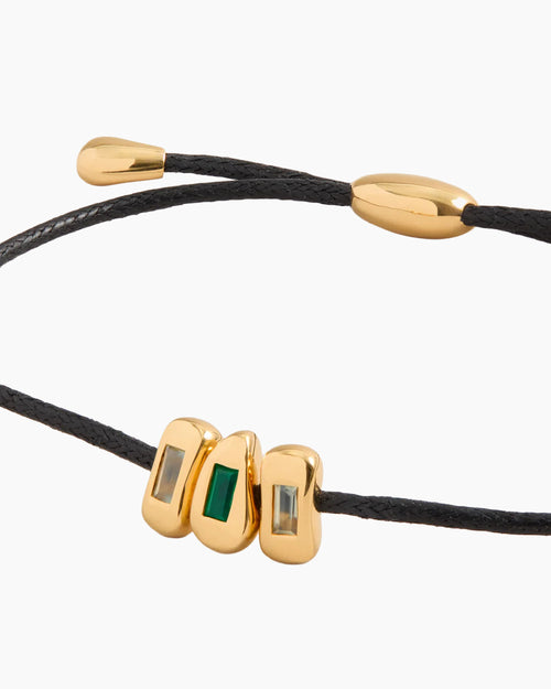 MOLTEN GEMSTONE BAGUETTE CORD BRACELET / GOLD