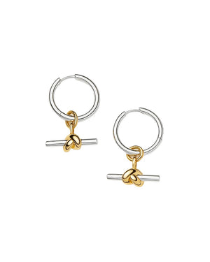 LUCY WILLIAMS KNOT T-BAR CHARM HOOP EARRINGS / MIXED