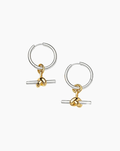LUCY WILLIAMS KNOT T-BAR CHARM HOOP EARRINGS / MIXED