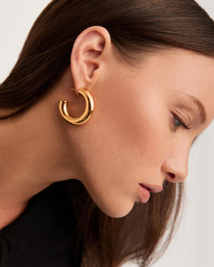 CHUBBY LARGE HOOP EARRINGS / GOLD