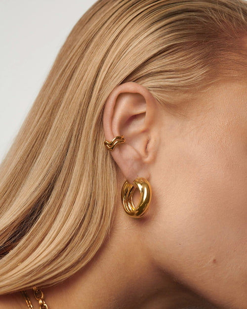 LUCY WILLIAMS CHUNKY MEDIUM ENTWINE HOOP EARRINGS / GOLD