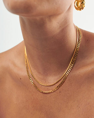 LUCY WILLIAMS FLAT CURB CHAIN NECKLACE / GOLD