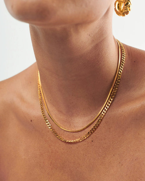 LUCY WILLIAMS FLAT CURB CHAIN NECKLACE / GOLD