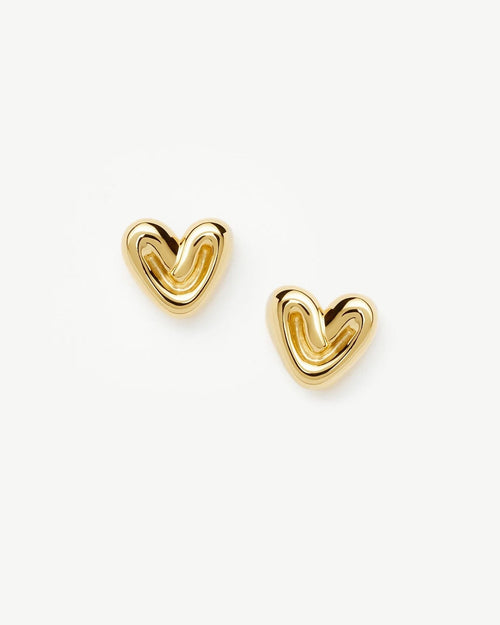 PUFFY HEART MINI STUD EARRINGS / GOLD