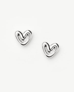 PUFFY HEART MINI STUD EARRINGS / SILVER