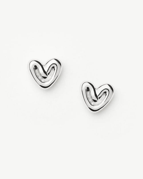 PUFFY HEART MINI STUD EARRINGS / SILVER