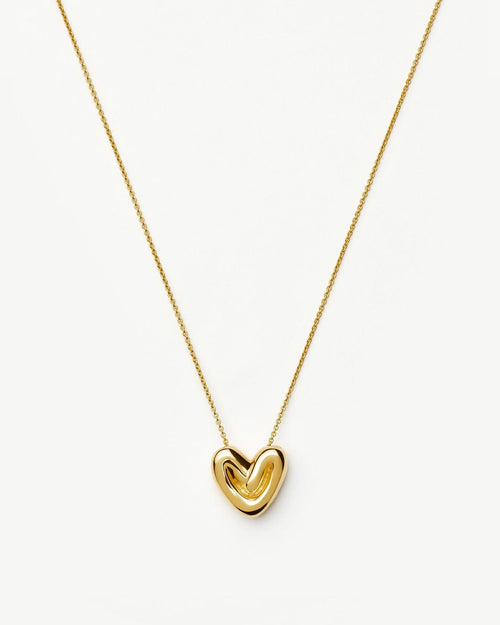 PUFFY HEART PENDANT NECKLACE / GOLD