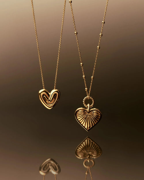 PUFFY HEART PENDANT NECKLACE / GOLD