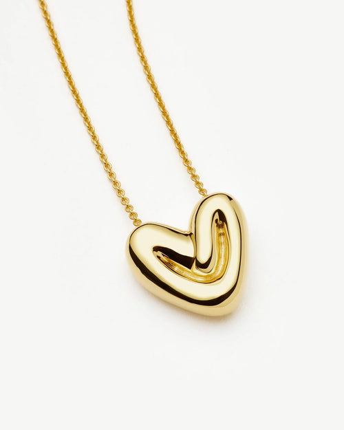 PUFFY HEART PENDANT NECKLACE / GOLD