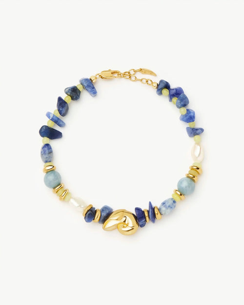 SHELL STATEMENT MULTI BEADED BRACELET / GOLD