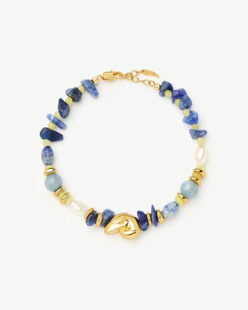 SHELL STATEMENT MULTI BEADED BRACELET / GOLD