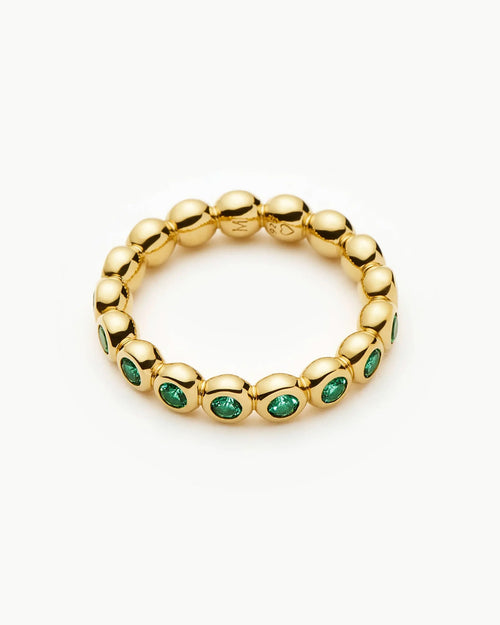 TENNIS ETERNITY STACKING RING / GOLD / GREEN
