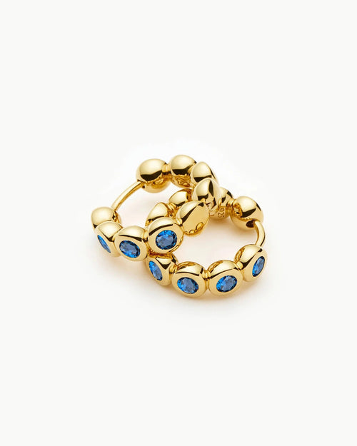 TENNIS SMALL HOOP EARRINGS / BLUE GOLD