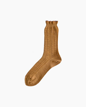 MIXED CABLE KNITTED SOCKS / CAMEL