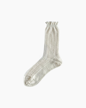 MIXED CABLE KNITTED SOCKS / WHITE
