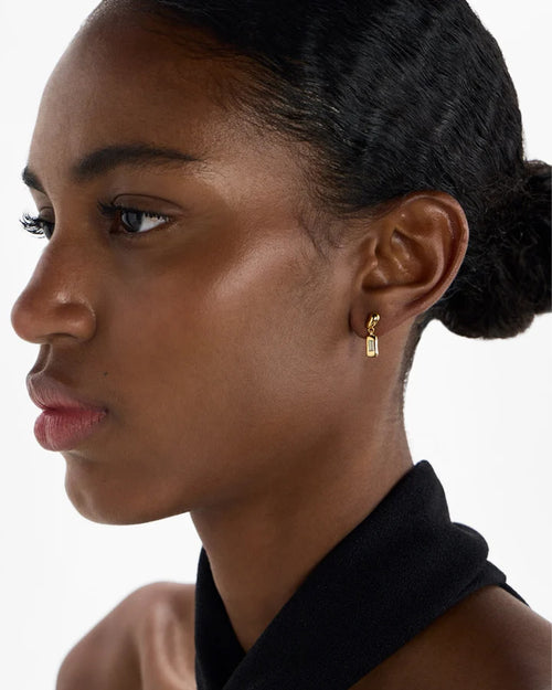 MOLTEN GEMSTONE BAGUETTE DROP EARRINGS / GOLD