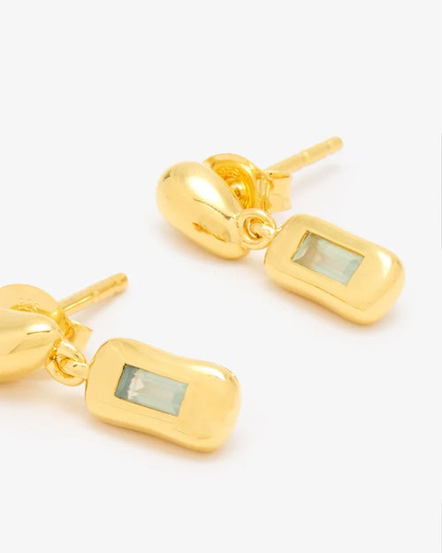 MOLTEN GEMSTONE BAGUETTE DROP EARRINGS / GOLD