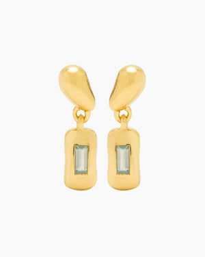 MOLTEN GEMSTONE BAGUETTE DROP EARRINGS / GOLD