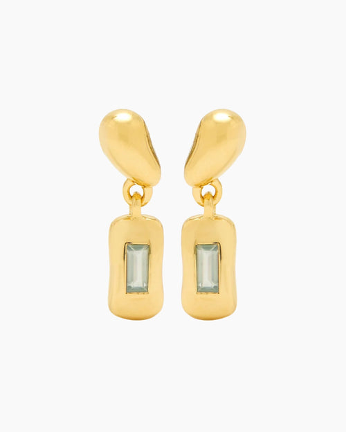 MOLTEN GEMSTONE BAGUETTE DROP EARRINGS / GOLD