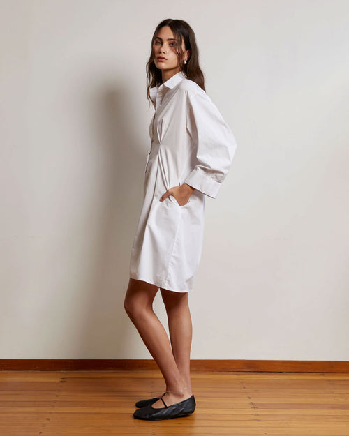 PULLOVER SHIRT DRESS / WHITE