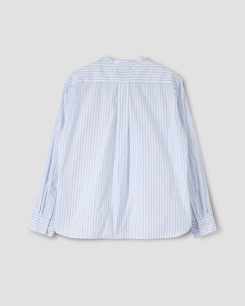 BUTTON THROUGH COLLARLESS SHIRT / PALE BLUE