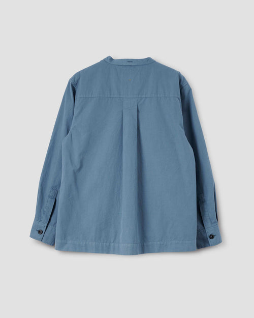 MHL BUTTON THROUGH COLLARLESS SHIRT COMPACT / UNIFORM BLUE