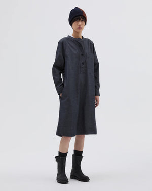 MHL COLLARLESS SWING DRESS / CHARCOAL