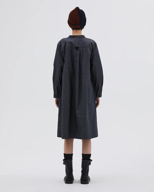 MHL COLLARLESS SWING DRESS / CHARCOAL