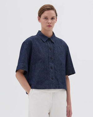 MHL CROPPED UNIFORM SHIRT / INDIGO