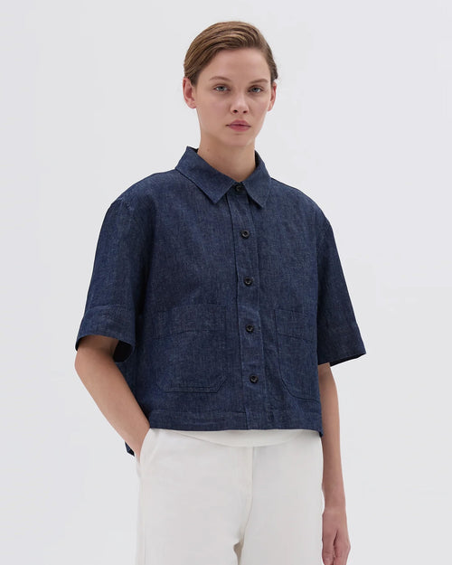 MHL CROPPED UNIFORM SHIRT / INDIGO