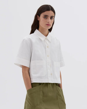 MHL CROPPED UNIFORM SHIRT / OFF WHITE