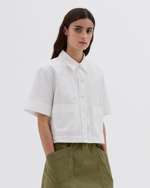 MHL CROPPED UNIFORM SHIRT / OFF WHITE