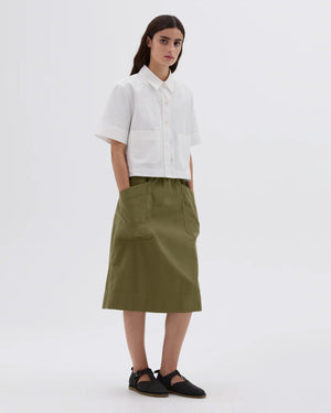 MHL CROPPED UNIFORM SHIRT / OFF WHITE