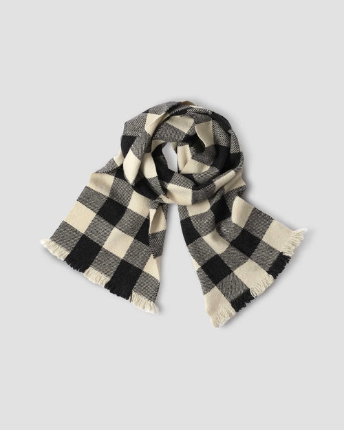 OVERSIZED GINGHAM SCARF / CHARCOAL ECRU