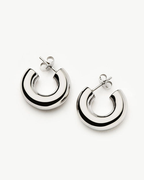 CHUBBY SMALL HOOP EARRINGS / SILVER