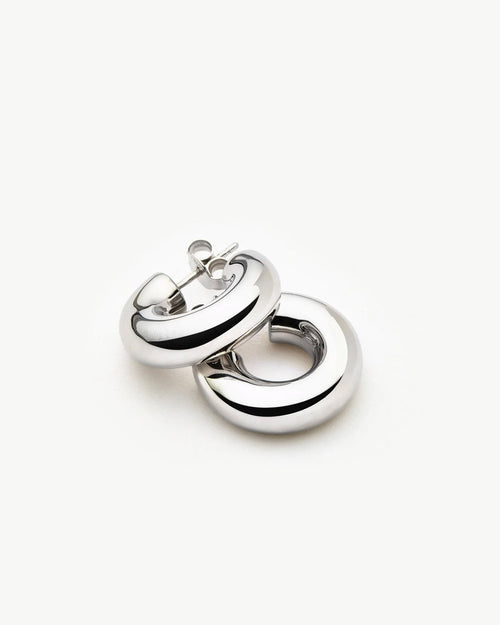 CHUBBY SMALL HOOP EARRINGS / SILVER