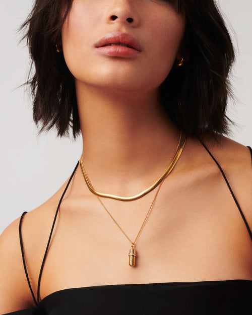 MESSAGE IN A BOTTLE RIDGE PENDANT NECKLACE / GOLD