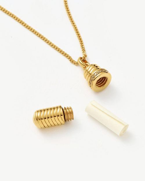 MESSAGE IN A BOTTLE RIDGE PENDANT NECKLACE / GOLD