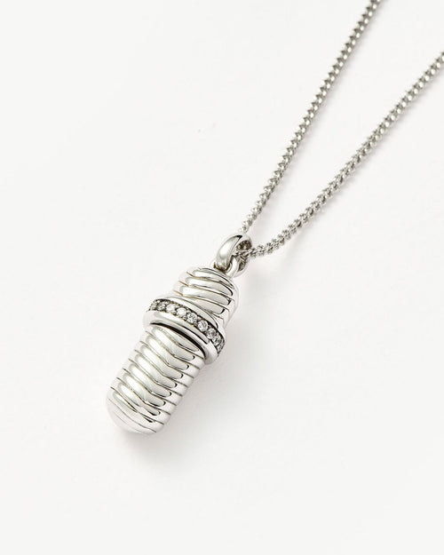 MESSAGE IN A BOTTLE RIDGE PENDANT NECKLACE / SILVER