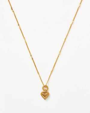 MINI RIDGE HEART CHARM PENDANT NECKLACE / GOLD