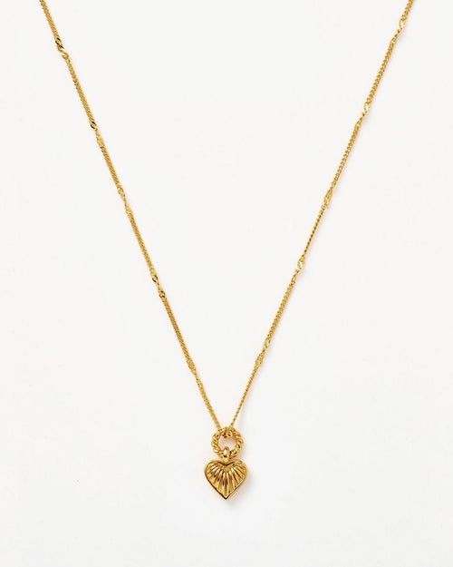 MINI RIDGE HEART CHARM PENDANT NECKLACE / GOLD