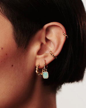 MINI PYRAMID CHARM HOOP EARRINGS / GOLD