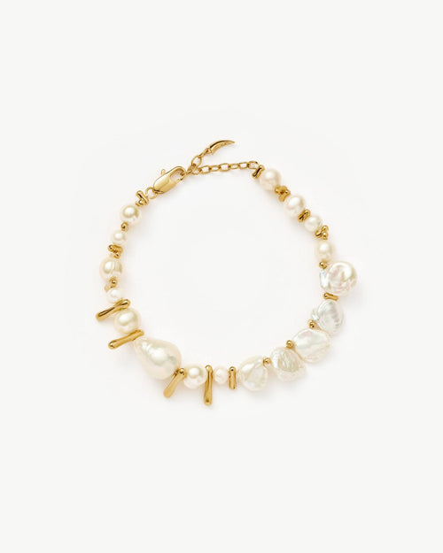 MIXED PEARL STATEMENT BEADED BRACELET / GOLD