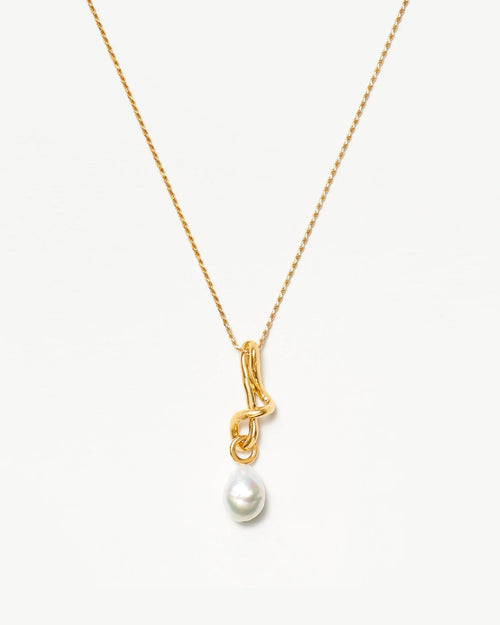 MOLTEN BAROQUE PEARL DROP PENDANT NECKLACE / GOLD