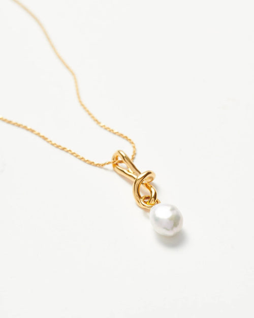 MOLTEN BAROQUE PEARL DROP PENDANT NECKLACE / GOLD