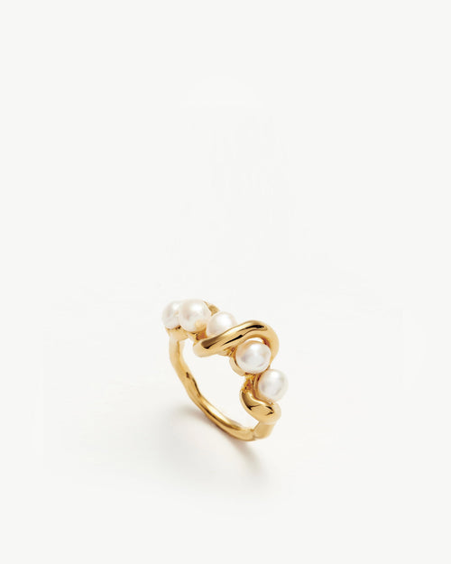 MOLTEN PEARL TWISTED STACKING RING/ GOLD
