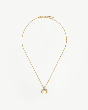 LUCY WILLIAMS PAVE HORN PENDANT NECKLACE / GOLD