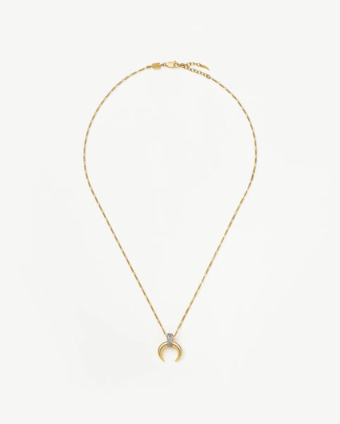 LUCY WILLIAMS PAVE HORN PENDANT NECKLACE GOLD – FABRIC